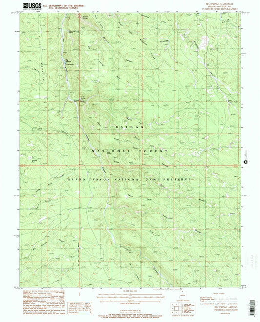 Classic USGS Big Springs Arizona 7.5'x7.5' Topo Map Image