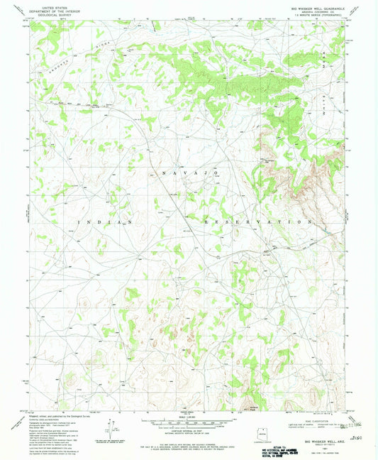 Classic USGS Big Whisker Well Arizona 7.5'x7.5' Topo Map Image