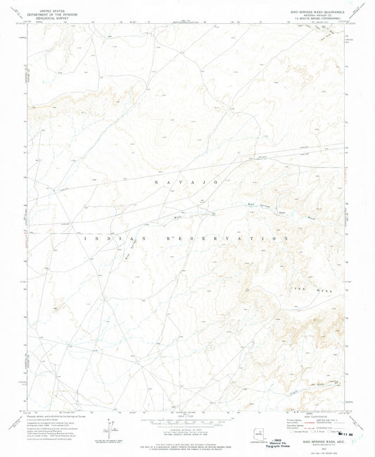 Classic USGS Bird Springs Wash Arizona 7.5'x7.5' Topo Map Image