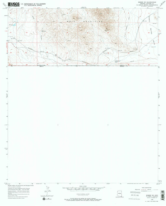 Classic USGS Bisbee SE Arizona 7.5'x7.5' Topo Map Image
