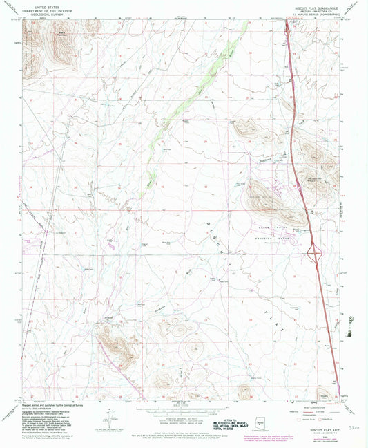 Classic USGS Biscuit Flat Arizona 7.5'x7.5' Topo Map Image