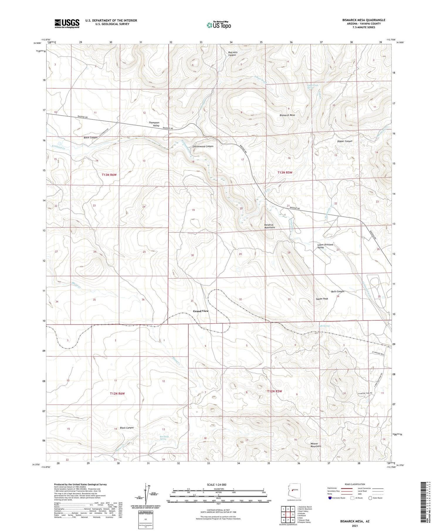 Bismarck Mesa Arizona US Topo Map Image