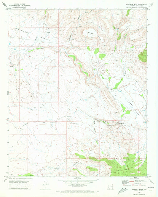 Classic USGS Bismarck Mesa Arizona 7.5'x7.5' Topo Map Image