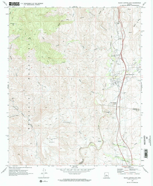 Classic USGS Black Butte Arizona 7.5'x7.5' Topo Map Image