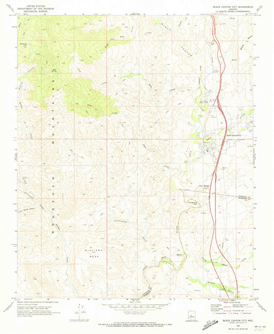 Classic USGS Black Canyon City Arizona 7.5'x7.5' Topo Map Image