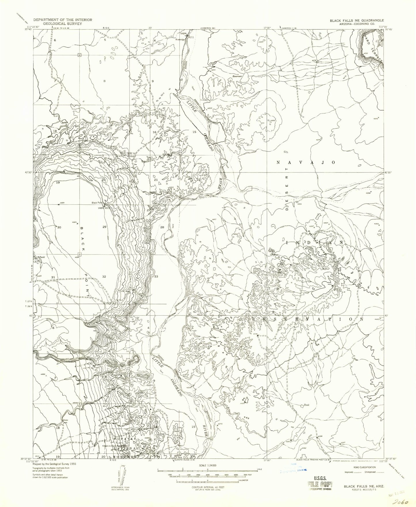 Classic USGS Wupatki NE Arizona 7.5'x7.5' Topo Map Image