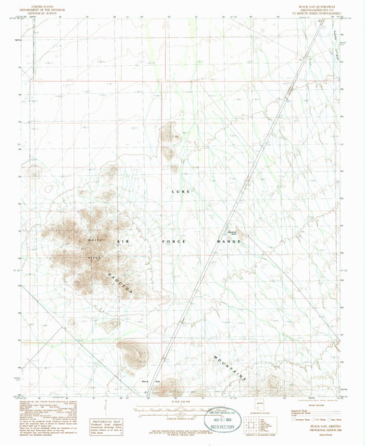Classic USGS Black Gap Arizona 7.5'x7.5' Topo Map Image