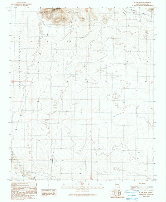 Classic USGS Black Peak Arizona 7.5'x7.5' Topo Map Image
