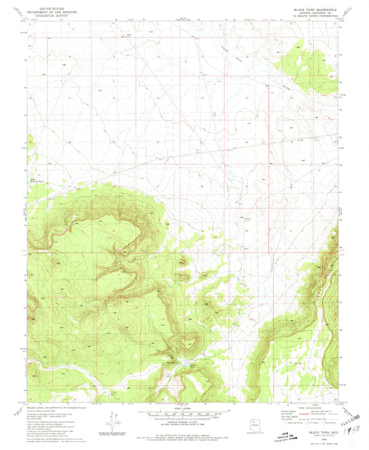 Classic USGS Black Tank Arizona 7.5'x7.5' Topo Map Image