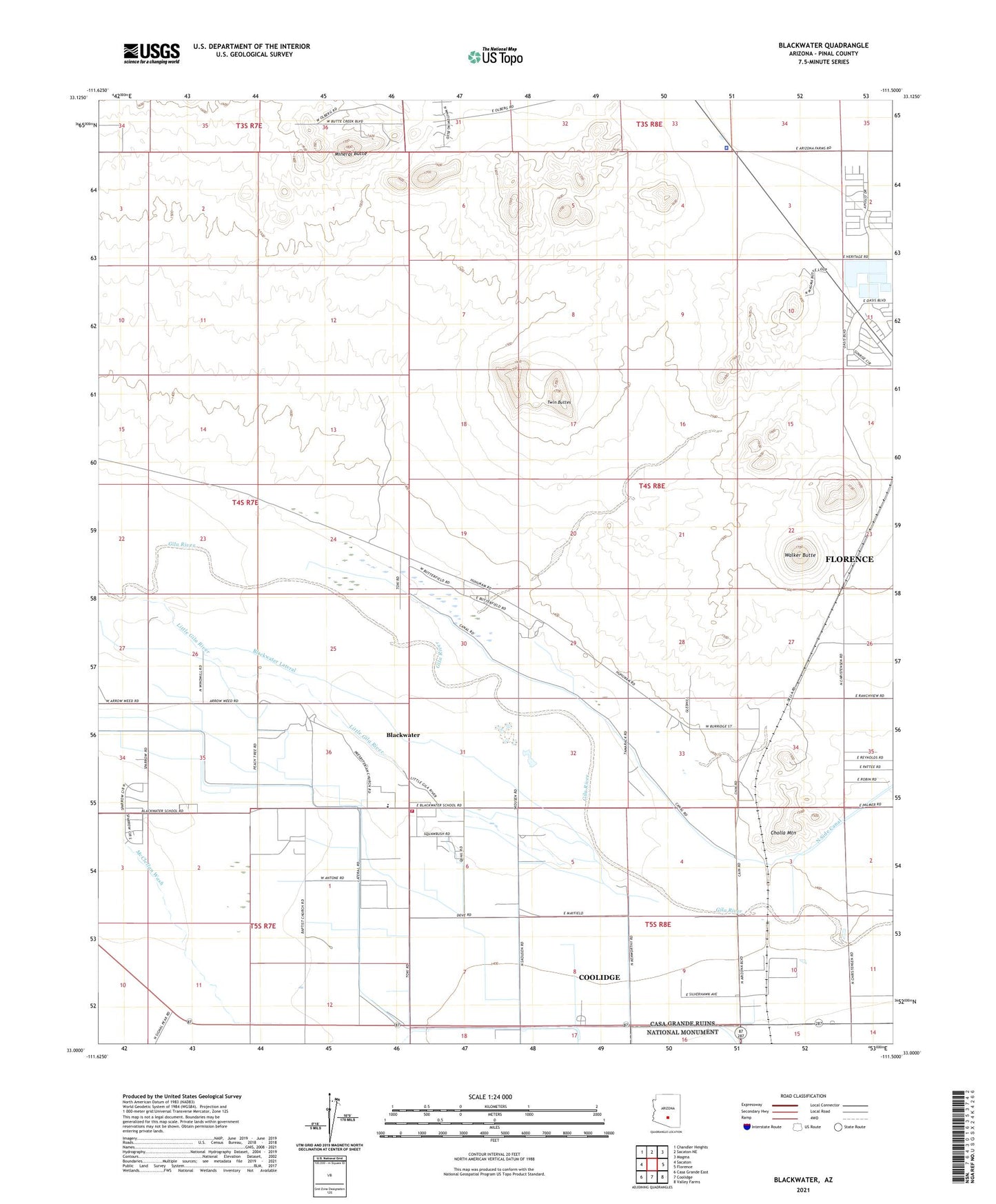 Blackwater Arizona US Topo Map Image