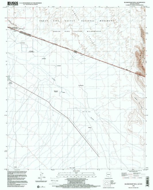 Classic USGS Blankenship Well Arizona 7.5'x7.5' Topo Map Image