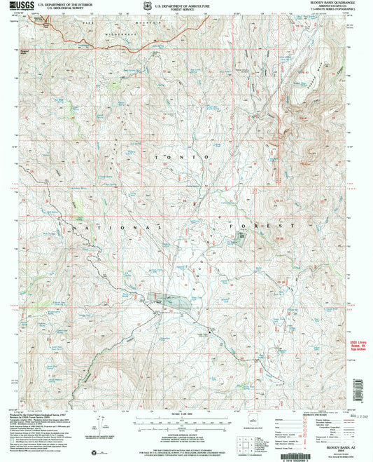 Classic USGS Bloody Basin Arizona 7.5'x7.5' Topo Map Image