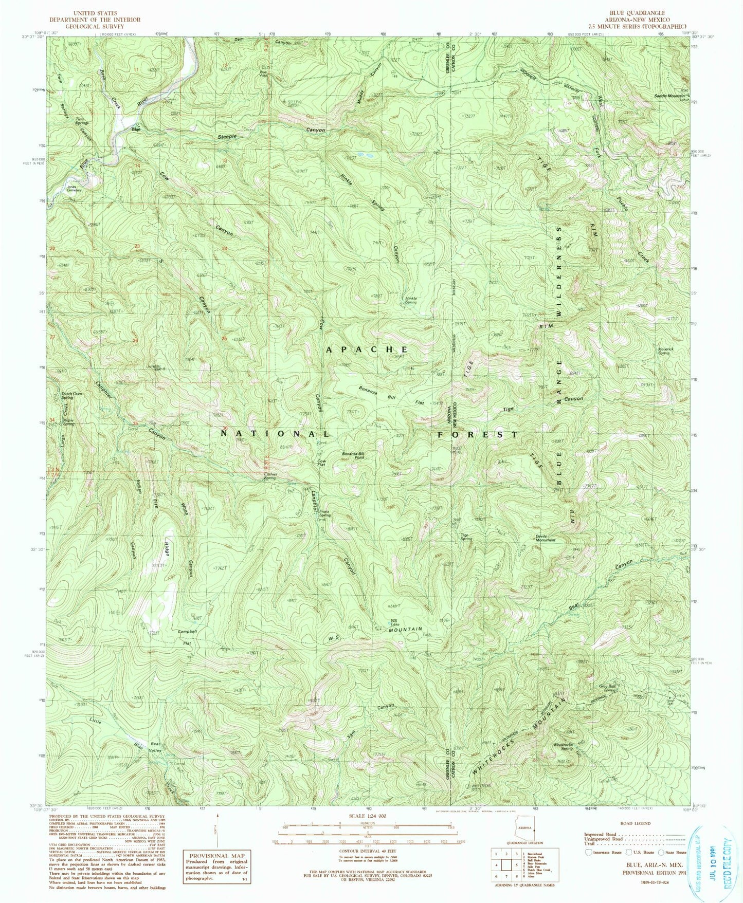 Classic USGS Blue Arizona 7.5'x7.5' Topo Map Image