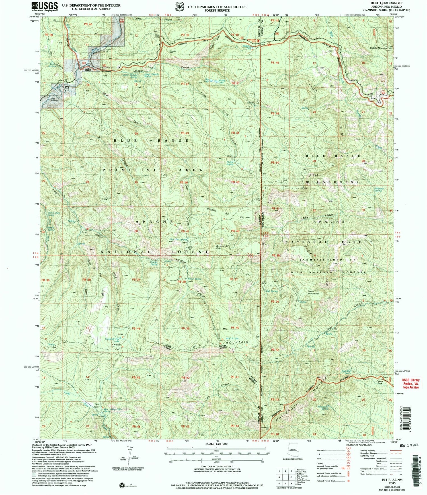 Classic USGS Blue Arizona 7.5'x7.5' Topo Map Image
