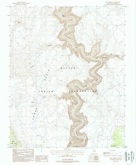 Classic USGS Blue Spring Arizona 7.5'x7.5' Topo Map Image