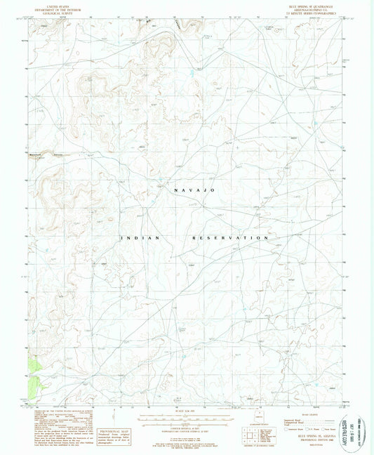 Classic USGS Blue Spring SE Arizona 7.5'x7.5' Topo Map Image