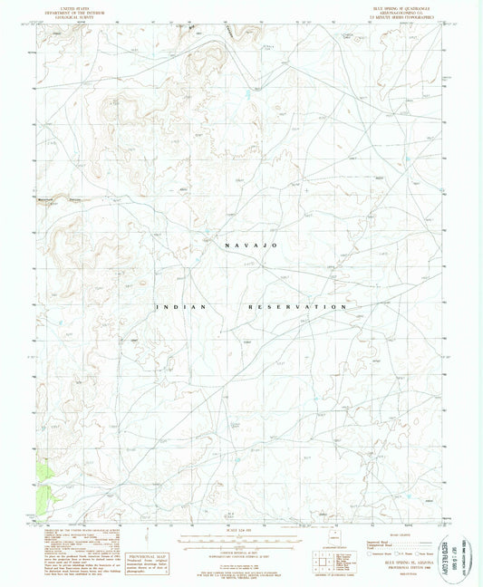 Classic USGS Blue Spring SE Arizona 7.5'x7.5' Topo Map Image