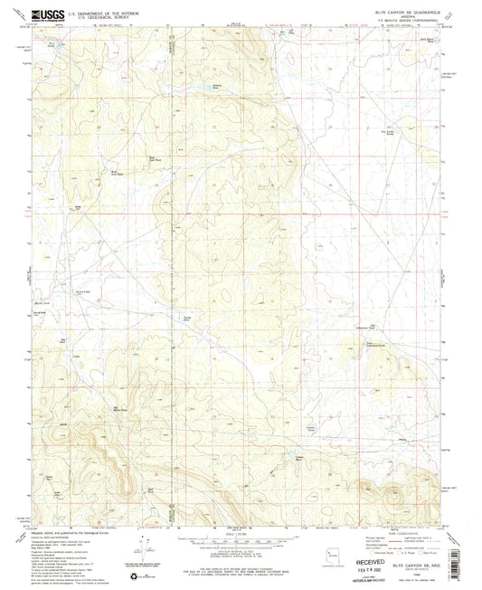 Classic USGS Blye Canyon SE Arizona 7.5'x7.5' Topo Map Image