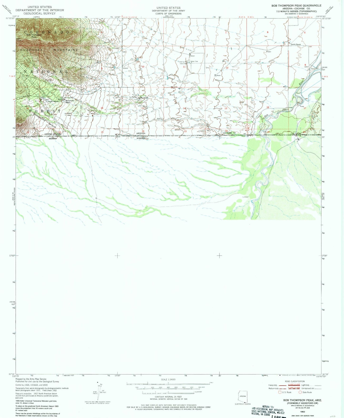 Classic USGS Bob Thompson Peak Arizona 7.5'x7.5' Topo Map Image