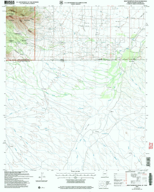 Classic USGS Bob Thompson Peak Arizona 7.5'x7.5' Topo Map Image