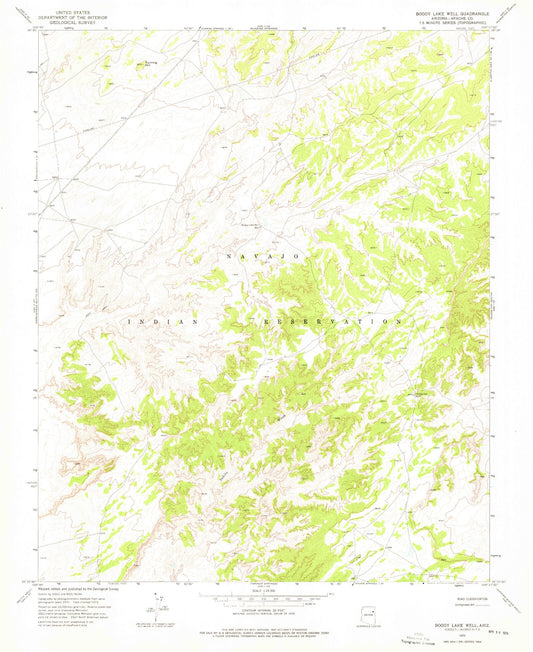 Classic USGS Boggy Lake Well Arizona 7.5'x7.5' Topo Map Image
