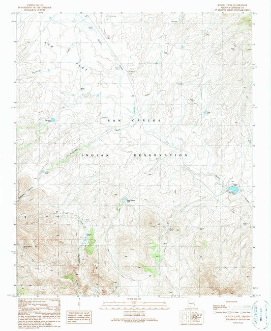 Classic USGS Bonita Tank Arizona 7.5'x7.5' Topo Map Image