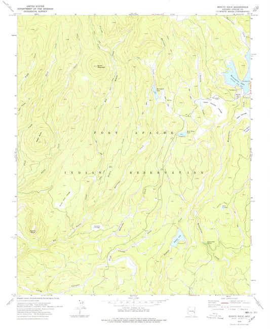 Classic USGS Bonito Rock Arizona 7.5'x7.5' Topo Map Image