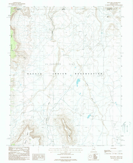 Classic USGS Boot Mesa Arizona 7.5'x7.5' Topo Map Image