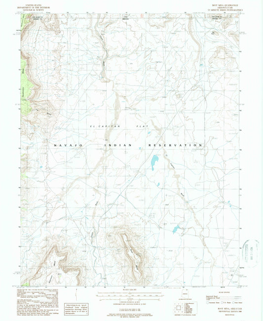 Classic USGS Boot Mesa Arizona 7.5'x7.5' Topo Map Image