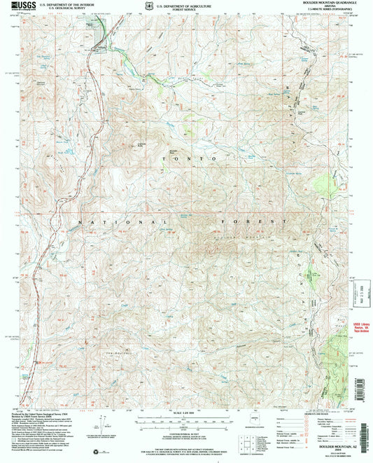 Classic USGS Boulder Mountain Arizona 7.5'x7.5' Topo Map Image