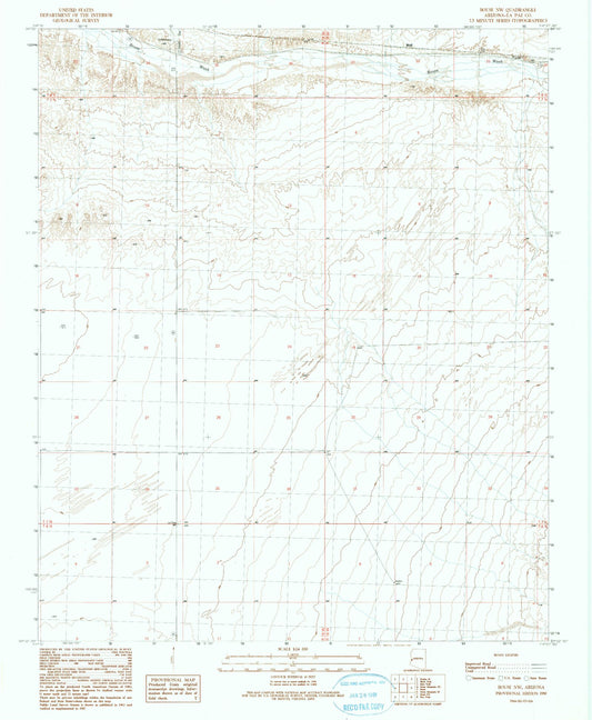 Classic USGS Bouse NW Arizona 7.5'x7.5' Topo Map Image