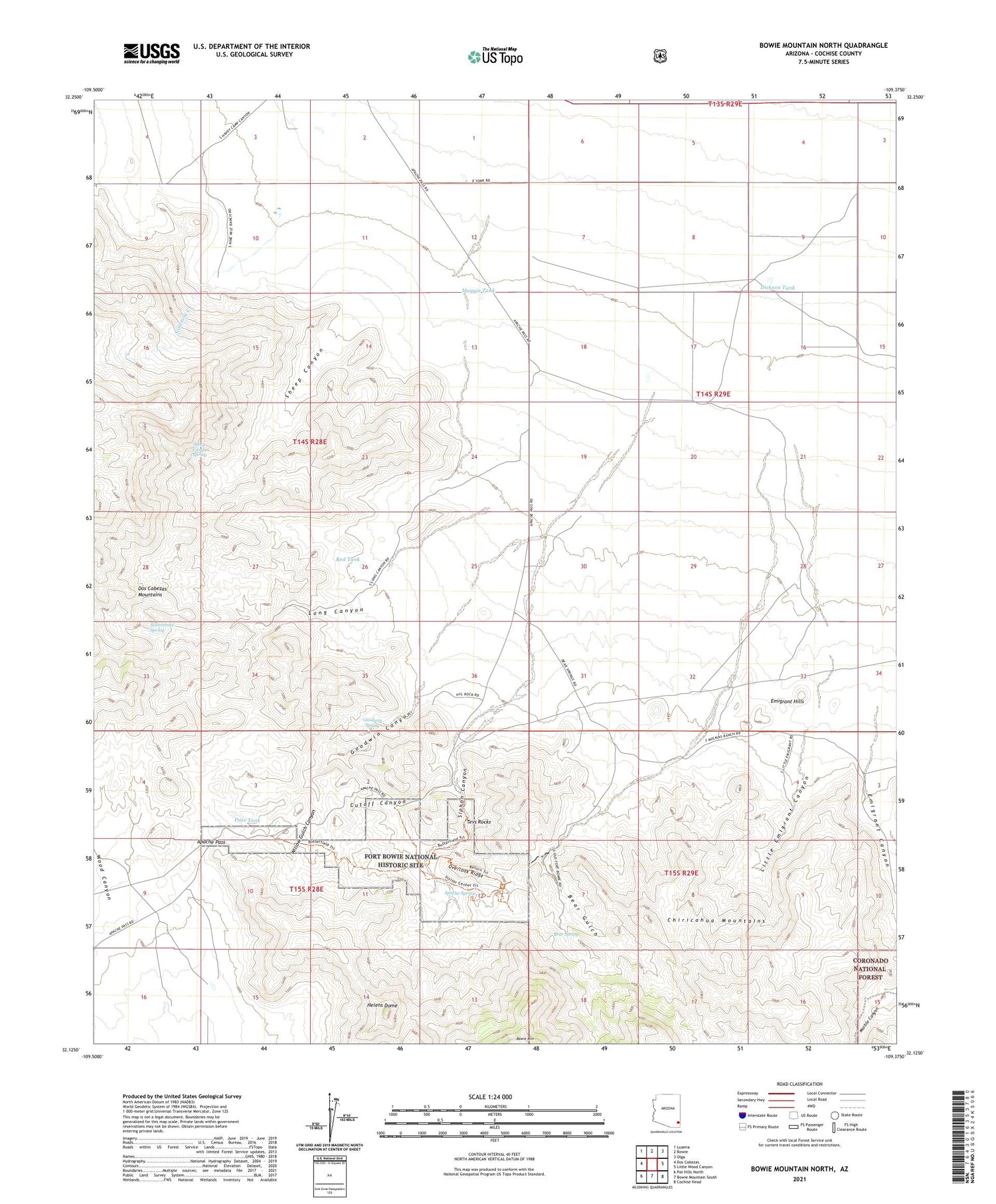 Bowie Mountain North Arizona US Topo Map Image