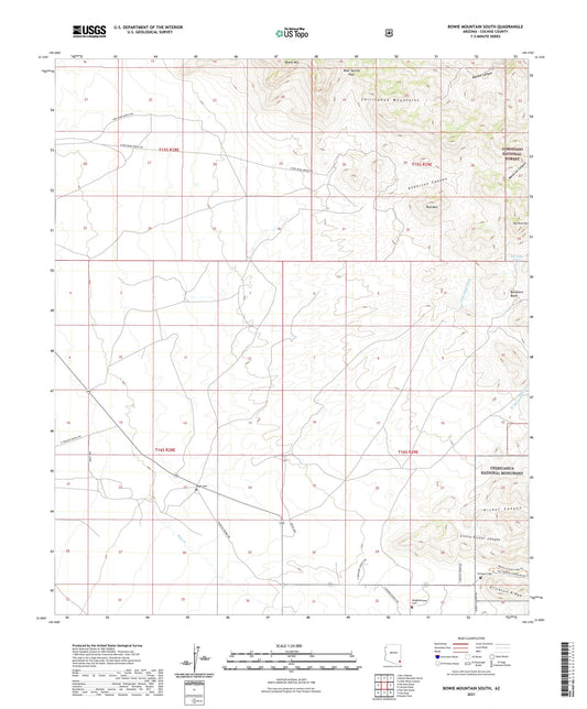 Bowie Mountain South Arizona US Topo Map Image
