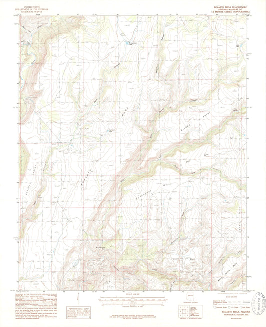 Classic USGS Bozarth Mesa Arizona 7.5'x7.5' Topo Map Image
