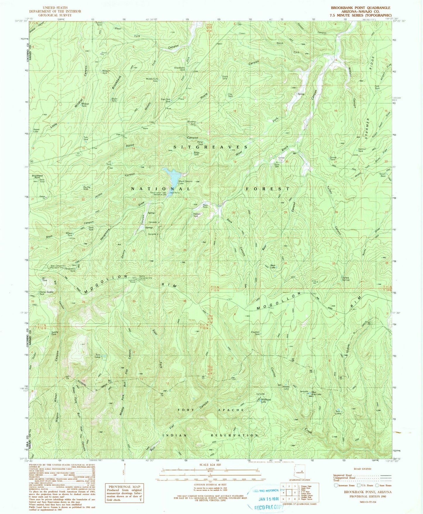 Classic USGS Brookbank Point Arizona 7.5'x7.5' Topo Map Image