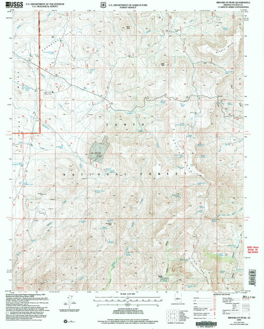 Classic USGS Brooklyn Peak Arizona 7.5'x7.5' Topo Map Image
