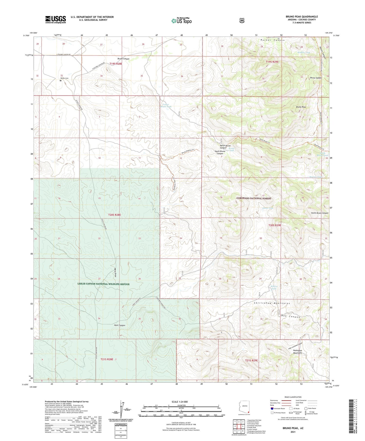Bruno Peak Arizona US Topo Map Image
