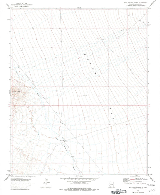 Classic USGS Buck Mountains NE Arizona 7.5'x7.5' Topo Map Image