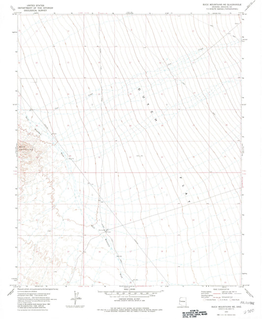 Classic USGS Buck Mountains NE Arizona 7.5'x7.5' Topo Map Image