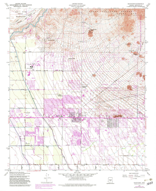 Classic USGS Buckhorn Arizona 7.5'x7.5' Topo Map Image