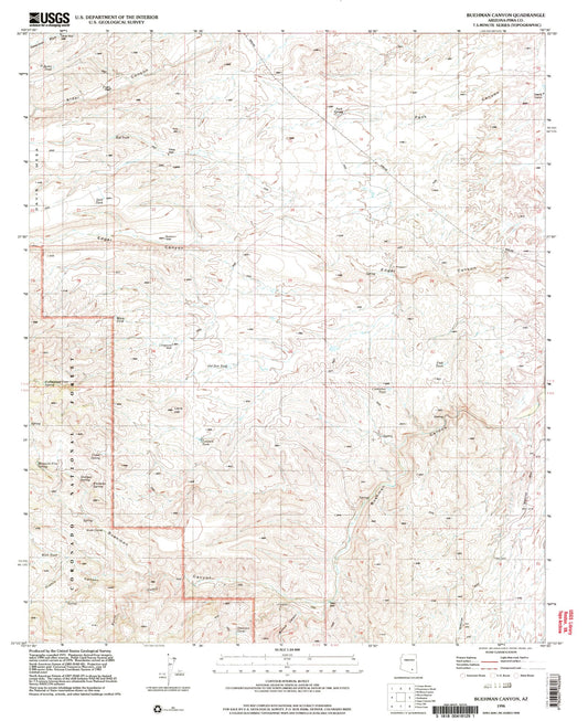 Classic USGS Buehman Canyon Arizona 7.5'x7.5' Topo Map Image