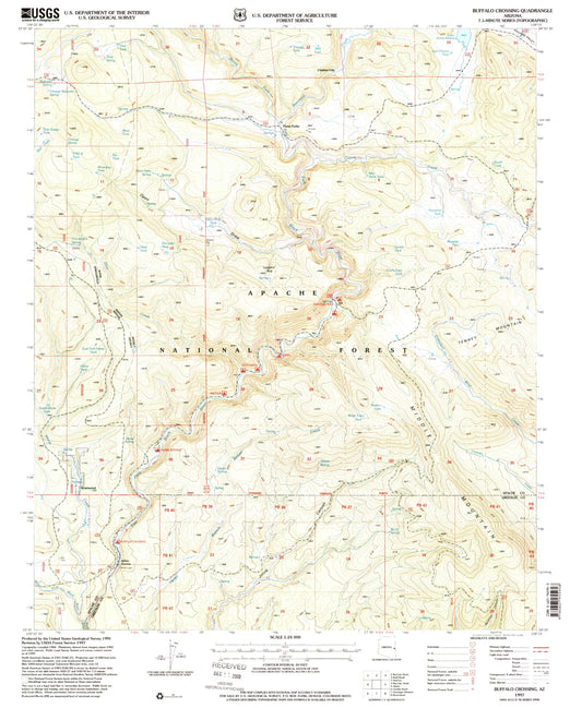 Classic USGS Buffalo Crossing Arizona 7.5'x7.5' Topo Map Image