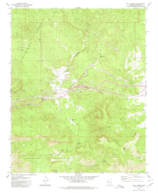 Classic USGS Bull Spring Arizona 7.5'x7.5' Topo Map Image