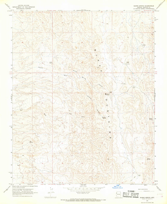 Classic USGS Burns Spring Arizona 7.5'x7.5' Topo Map Image