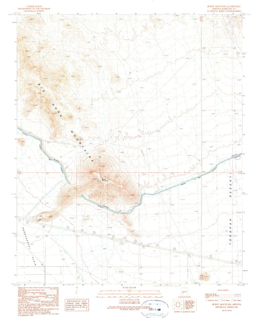 Classic USGS Burnt Mountain Arizona 7.5'x7.5' Topo Map Image