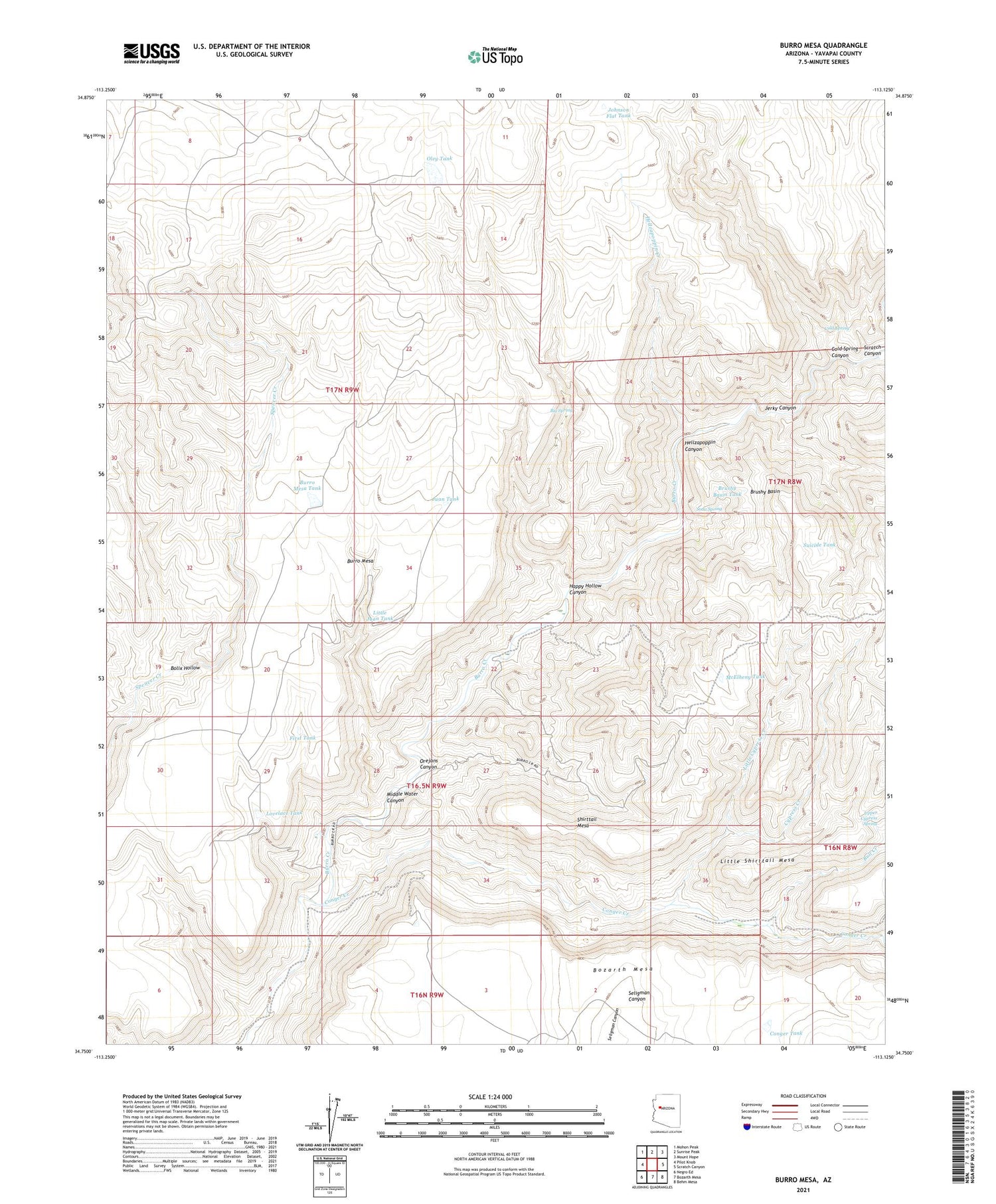 Burro Mesa Arizona US Topo Map Image