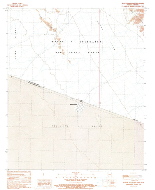Classic USGS Butler Mountains Arizona 7.5'x7.5' Topo Map Image