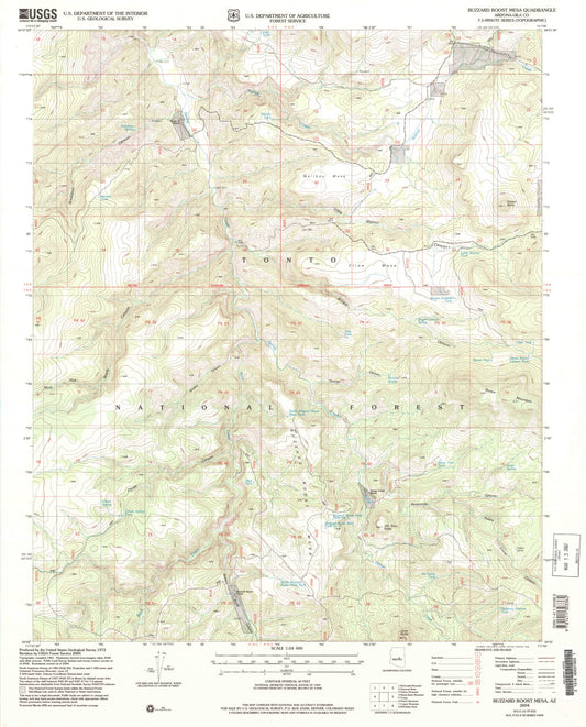 Classic USGS Buzzard Roost Mesa Arizona 7.5'x7.5' Topo Map Image