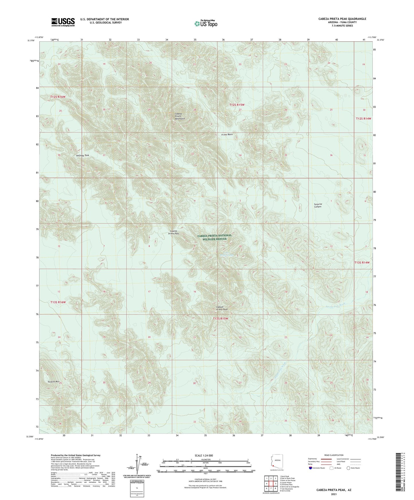 Cabeza Prieta Peak Arizona US Topo Map Image