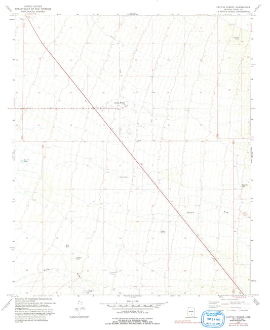 Classic USGS Cactus Forest Arizona 7.5'x7.5' Topo Map Image